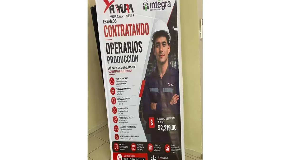 Una empresa busca incorporar 300 operarios generales en Monclova antes de agosto.