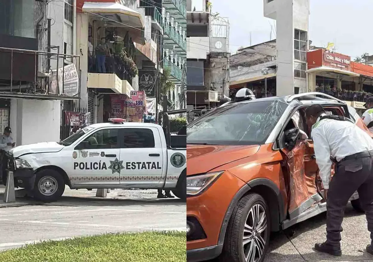 Un choque entre una patrulla estatal y una camioneta dejó dos personas lesionadas en Acapulco.