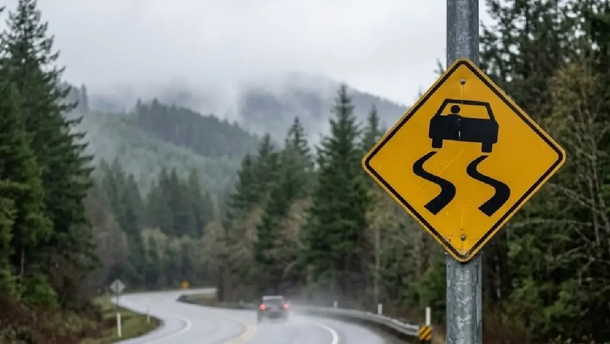 La señal de advertencia es crucial para una conducción segura en condiciones adversas.