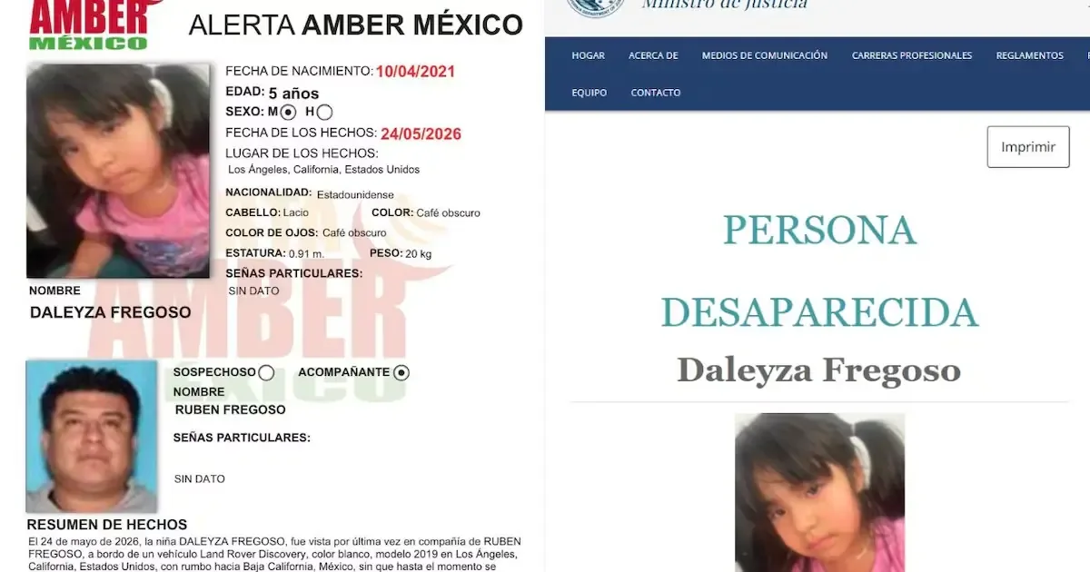 Se busca a una menor de cinco años y a su padre, considerados en riesgo.