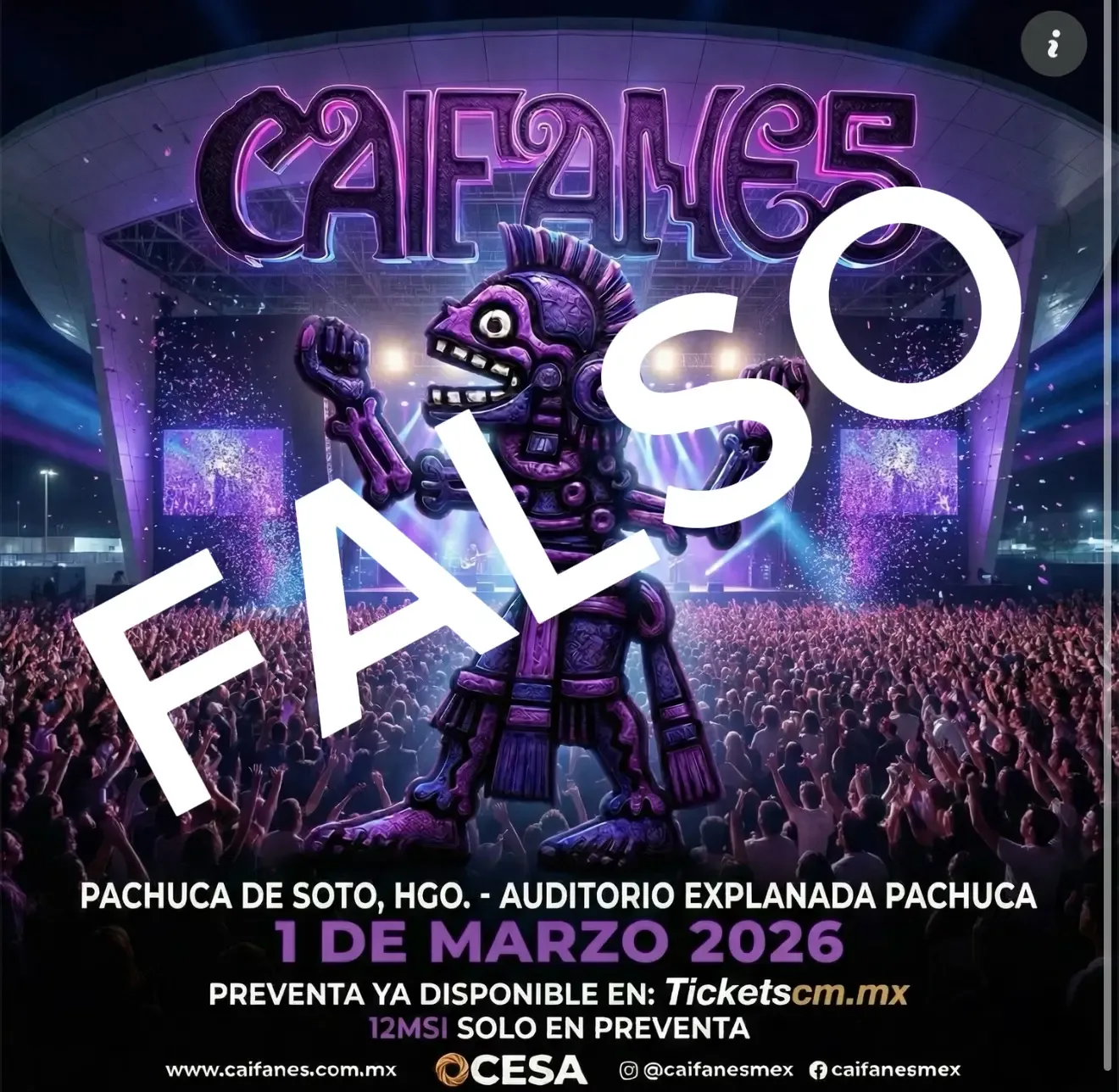 Alertan sobre estafa de concierto falso de Caifanes en Pachuca.