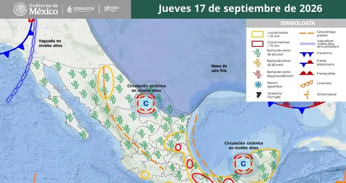 Se prevén fuertes precipitaciones y altas temperaturas en diversas regiones de Tamaulipas y otros estados.