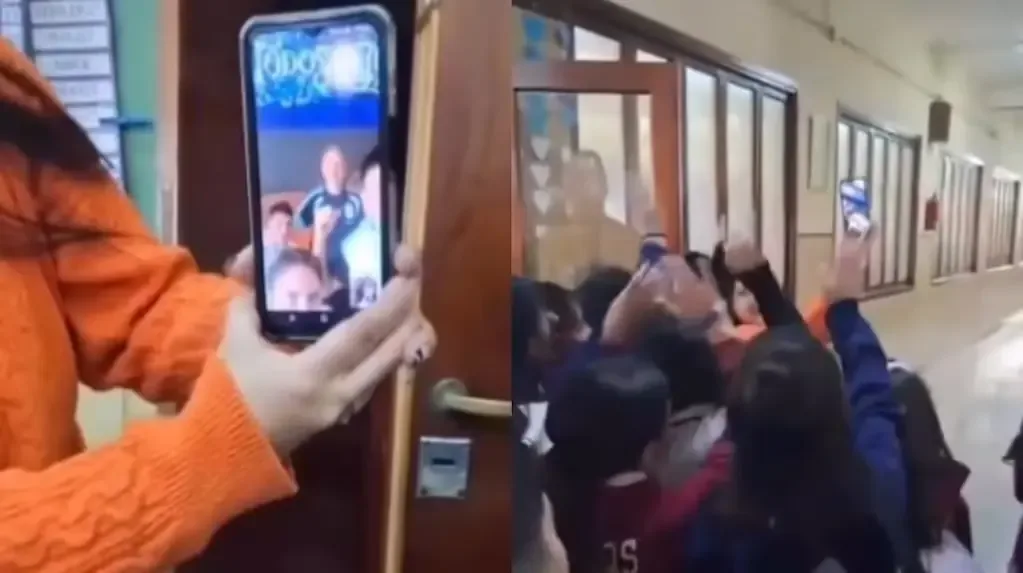 Un grupo de estudiantes tuvo un encuentro virtual inolvidable con figuras del equipo argentino de fútbol.