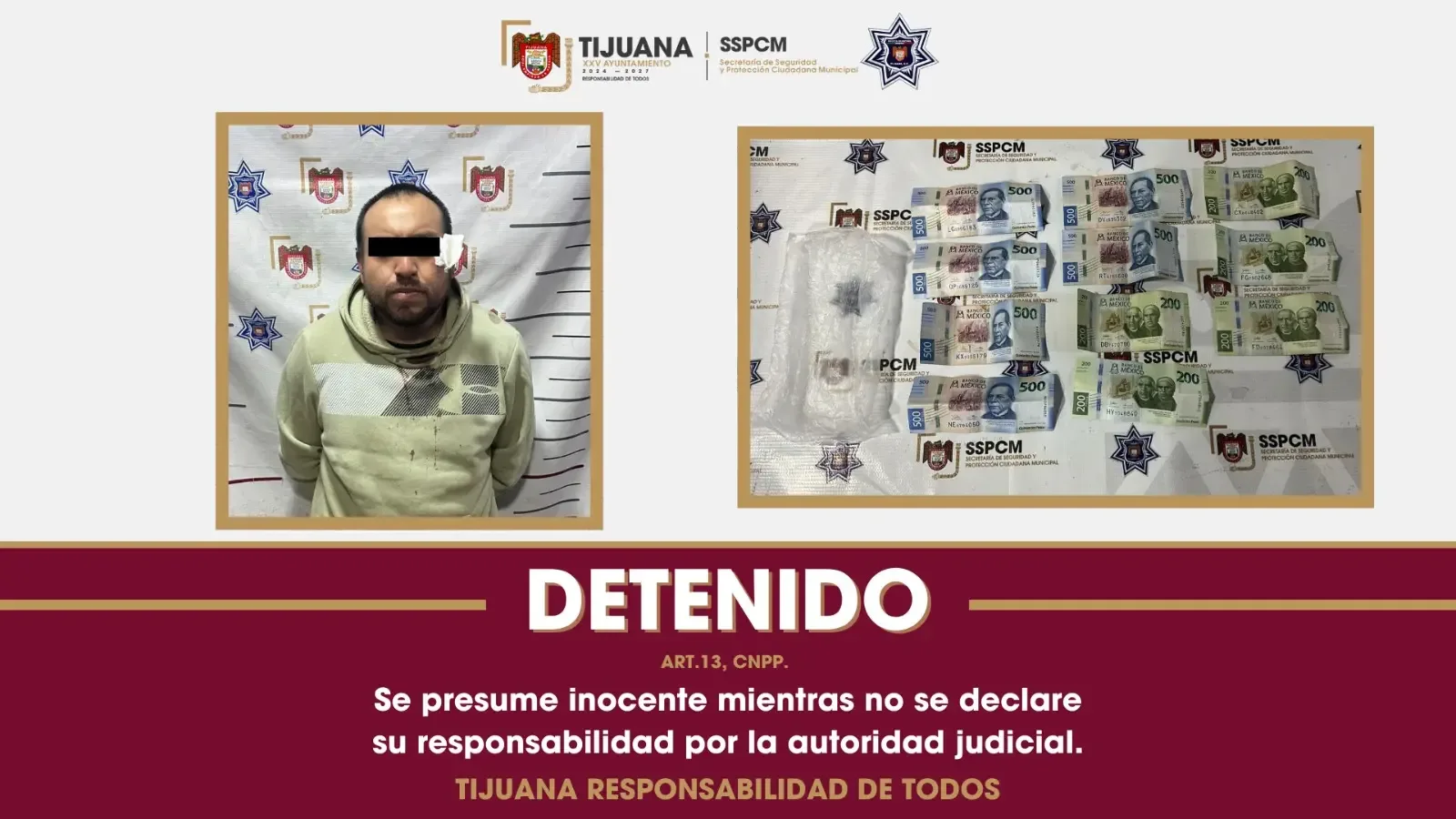 Arresto de un presunto extorsionador en Camino Verde por la Policía Municipal.