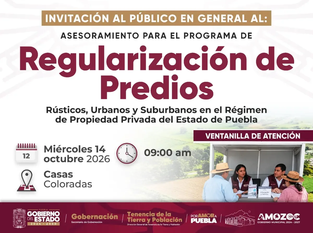 Las personas con terrenos sin escrituras podrán obtener orientación y avanzar en el proceso de legalización.