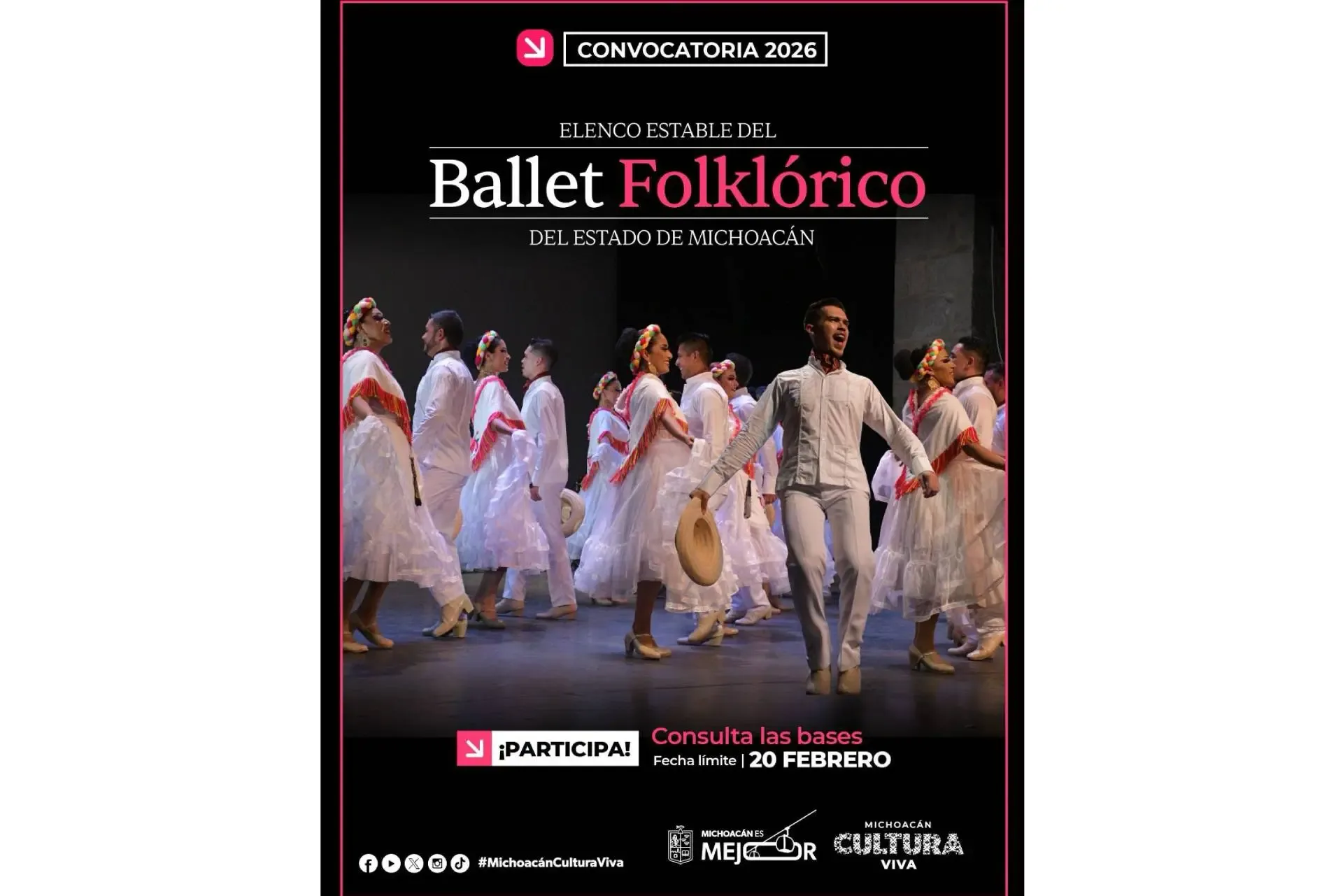 Audición para el elenco estable del Ballet Folklórico de Michoacán.