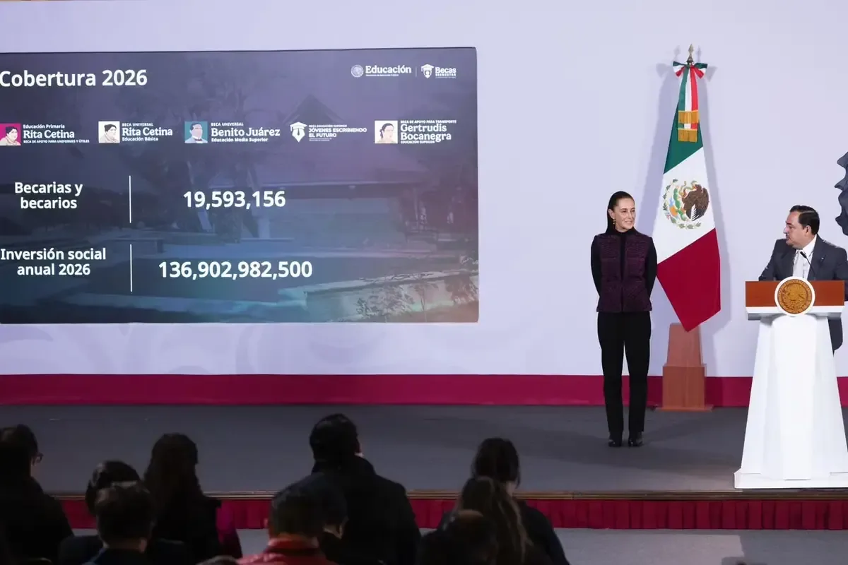 Las Becas para el Bienestar apoyarán a 22 millones de estudiantes en 2026, según la presidenta.