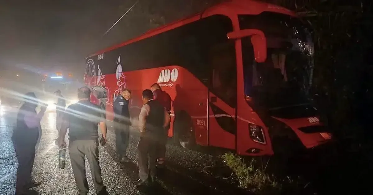 Un autobús de la línea ADO se volcó en la carretera México-Tampico, dejando un saldo de siete personas heridas.