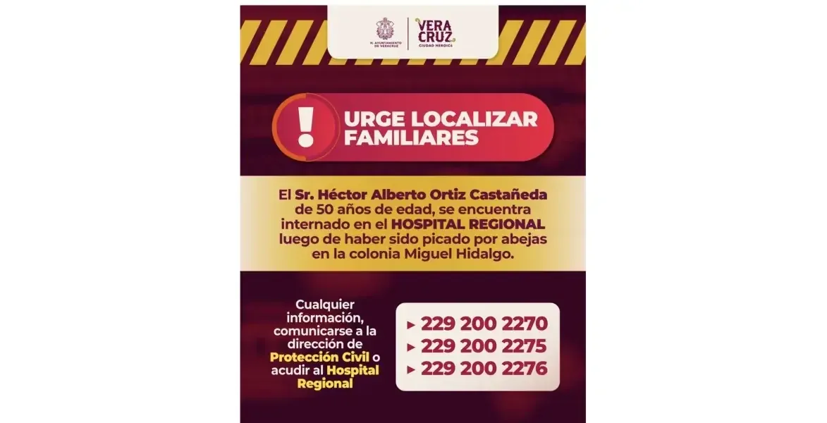 Héctor Alberto Ortiz Castañeda se encuentra hospitalizado tras un accidente.