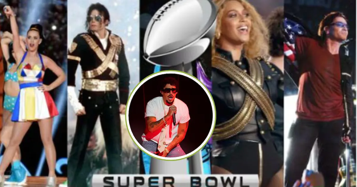 Bad Bunny preparándose para su actuación en el Super Bowl 2026.