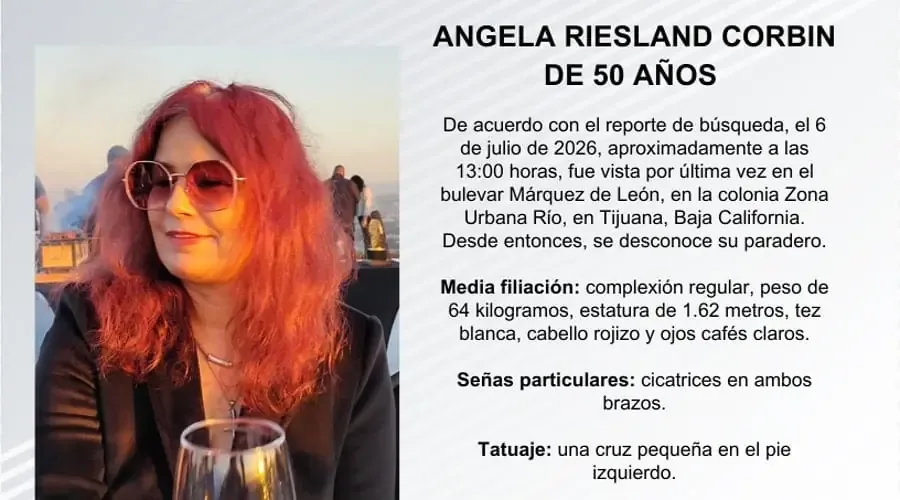 La Fiscalía de Baja California solicita ayuda para encontrar a mujer de 50 años reportada como desaparecida.
