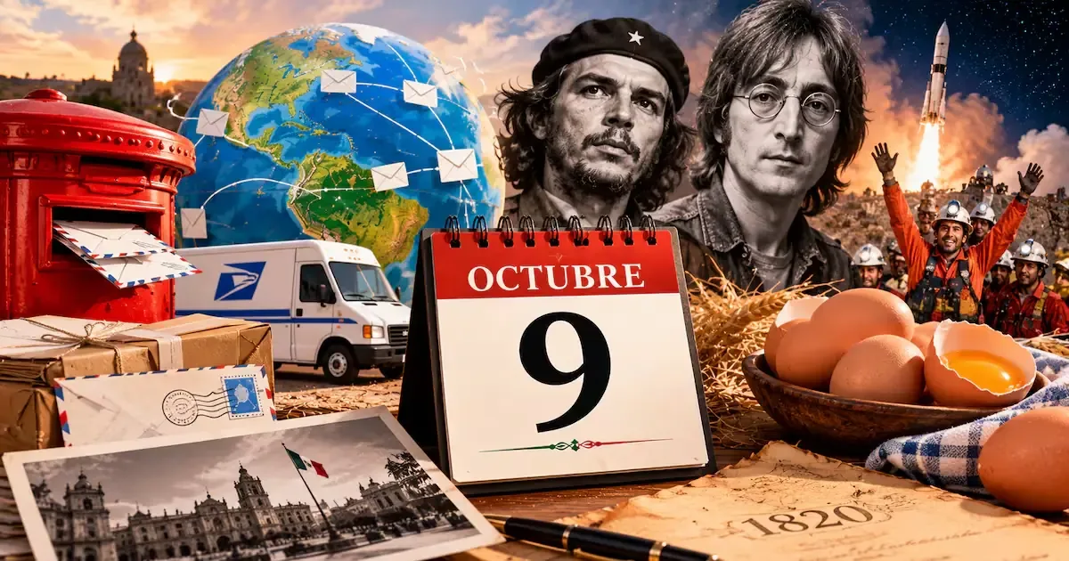 En el 9 de octubre se conmemoran el Día Mundial del Correo y del Huevo, así como importantes eventos históricos.