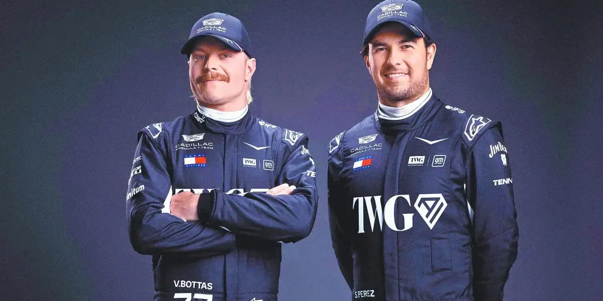 Checo Pérez y Valtteri Bottas durante la presentación del equipo Cadillac F1.
