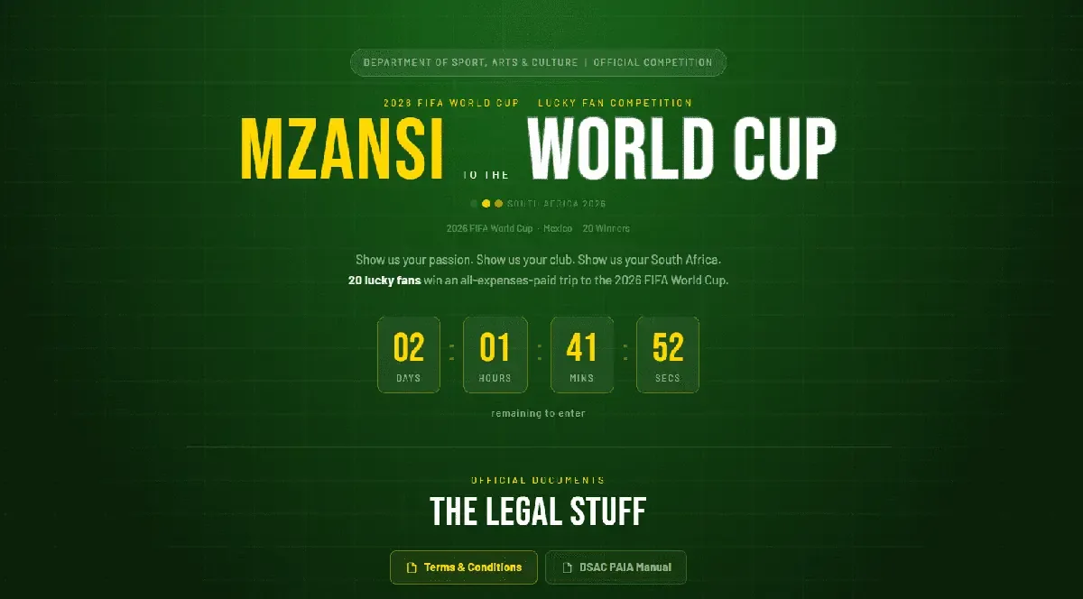 Ciudadanos pueden ganar un viaje a ver a Bafana Bafana en el Mundial.
