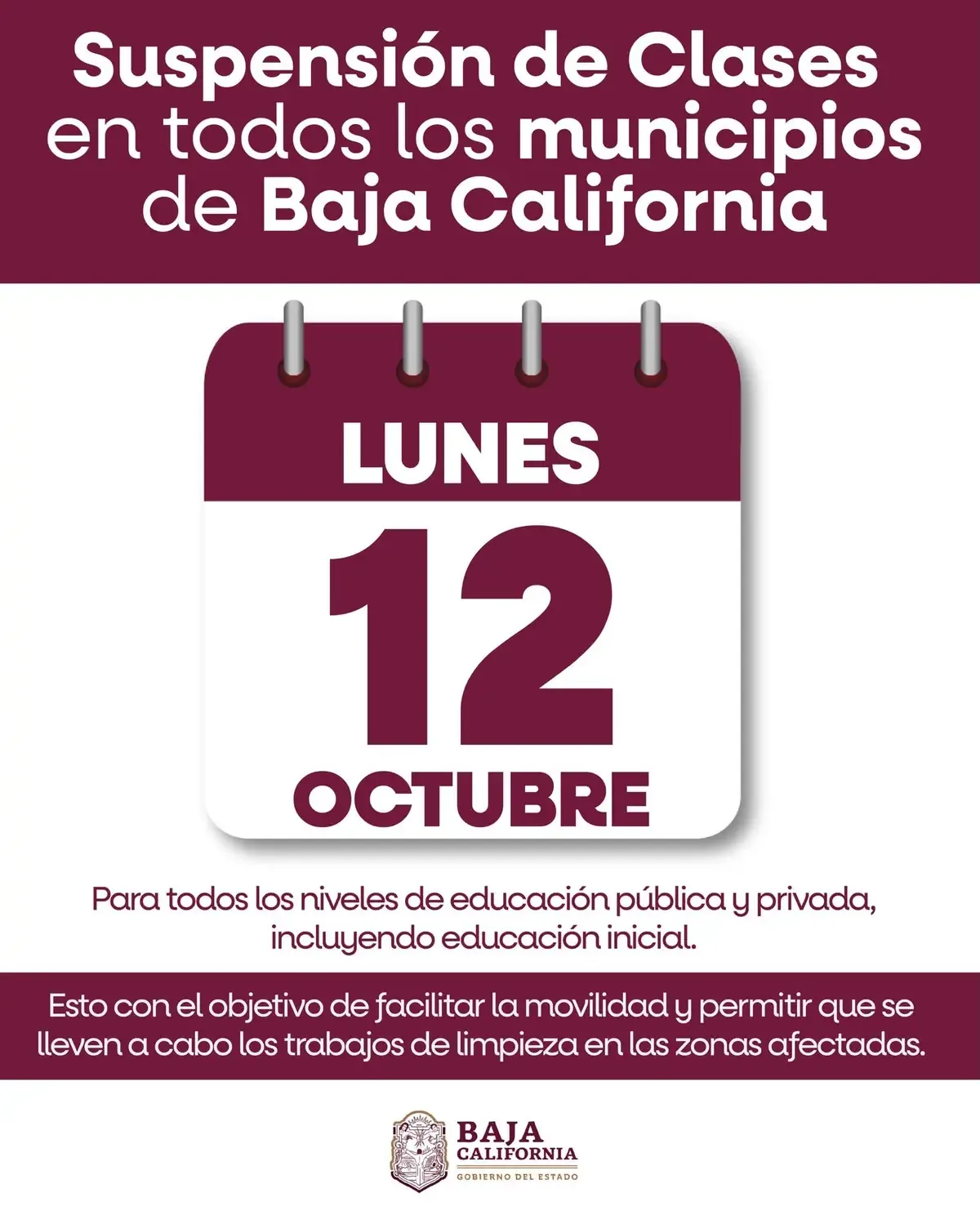 La medida busca proteger a la comunidad educativa tras afectaciones por inundaciones.
