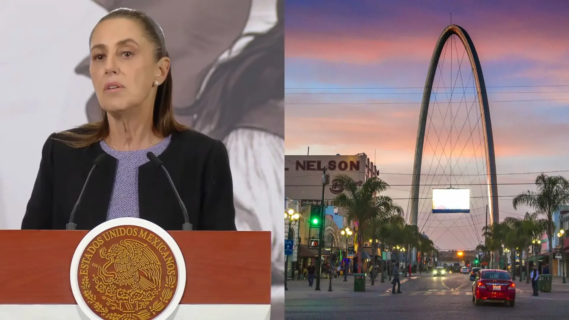 Claudia Sheinbaum al llegar a Tijuana para su agenda de trabajo.