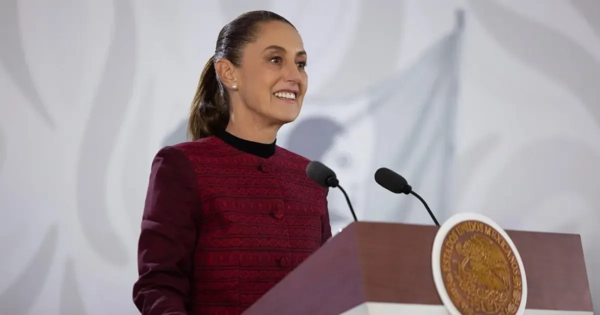 "Claudia Sheinbaum durante su conferencia matutina en Tijuana."