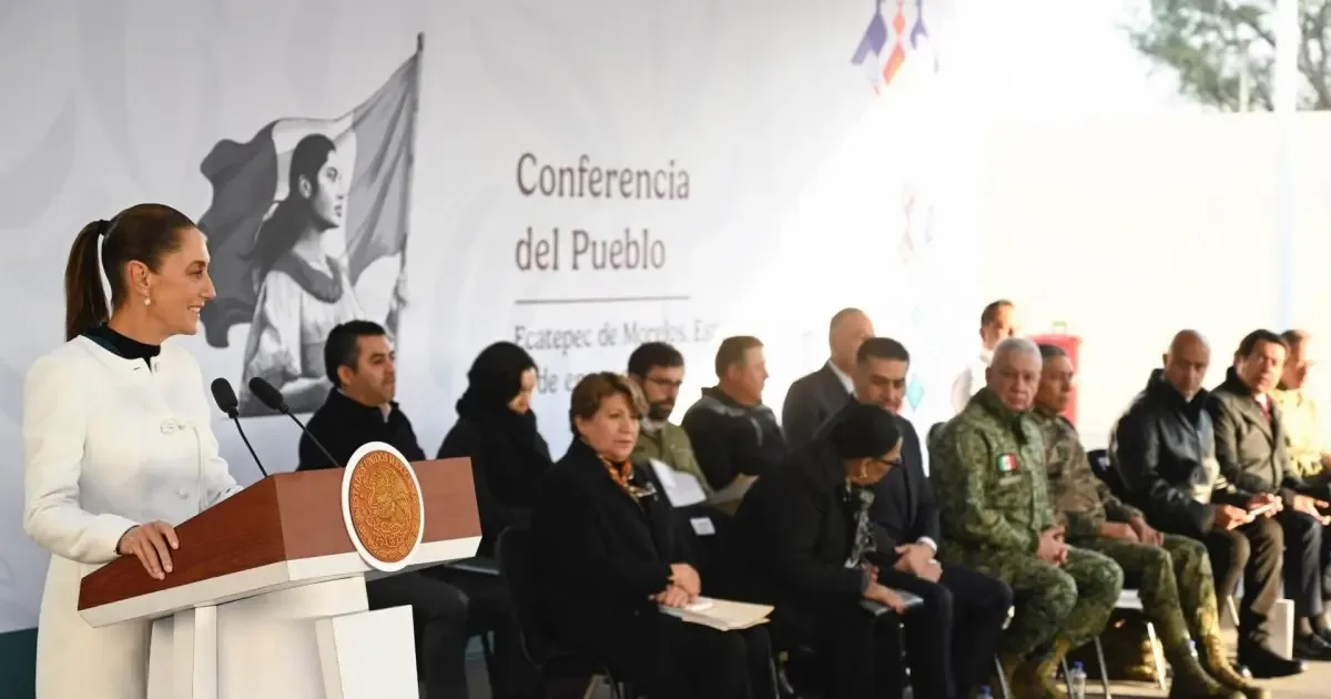 "Claudia Sheinbaum durante su conferencia sobre seguridad en el Estado de México."