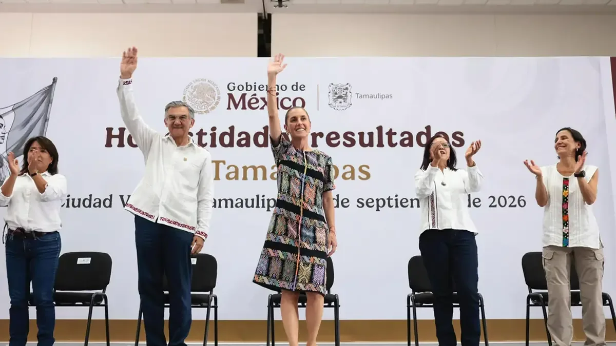 La presidenta Claudia Sheinbaum resalta la coordinación con el gobernador Américo Villarreal en la presentación de avances en la entidad.