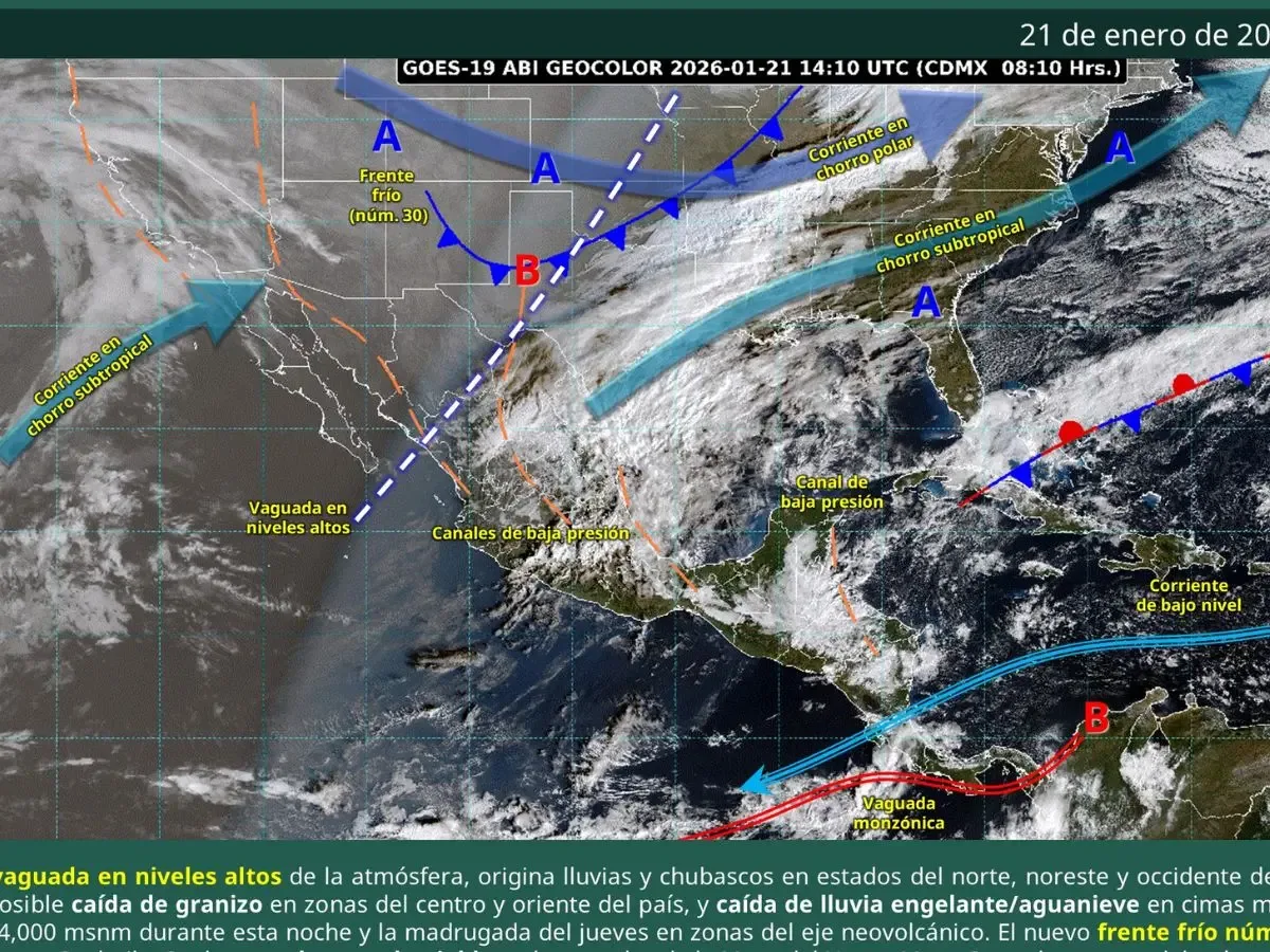 Climas severos y lluvias informan el pronóstico del día en México.
