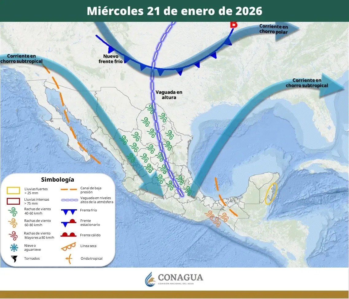 Condiciones climáticas en Quintana Roo con fuertes lluvias y vientos.