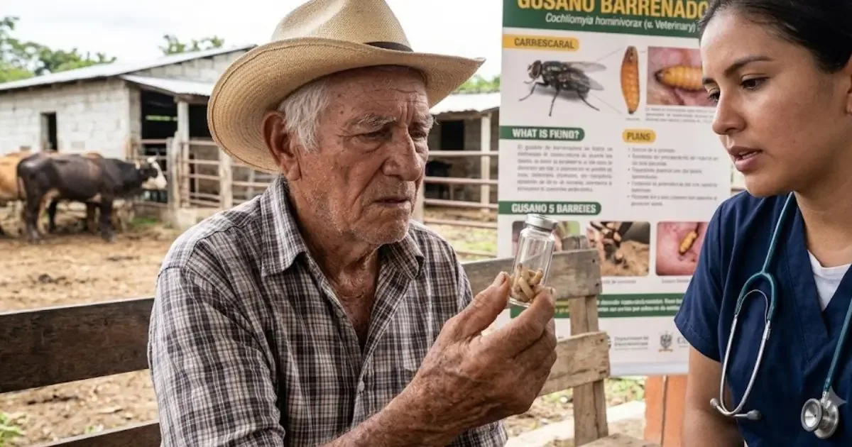 Un hombre de 84 años, médico veterinario, presenta miasis por gusano barrenador; se activan protocolos de salud.