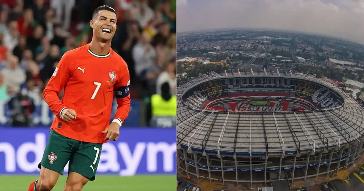 Cristiano Ronaldo en su primera visita al Estadio Azteca, en un partido que marcará historia en 2026.