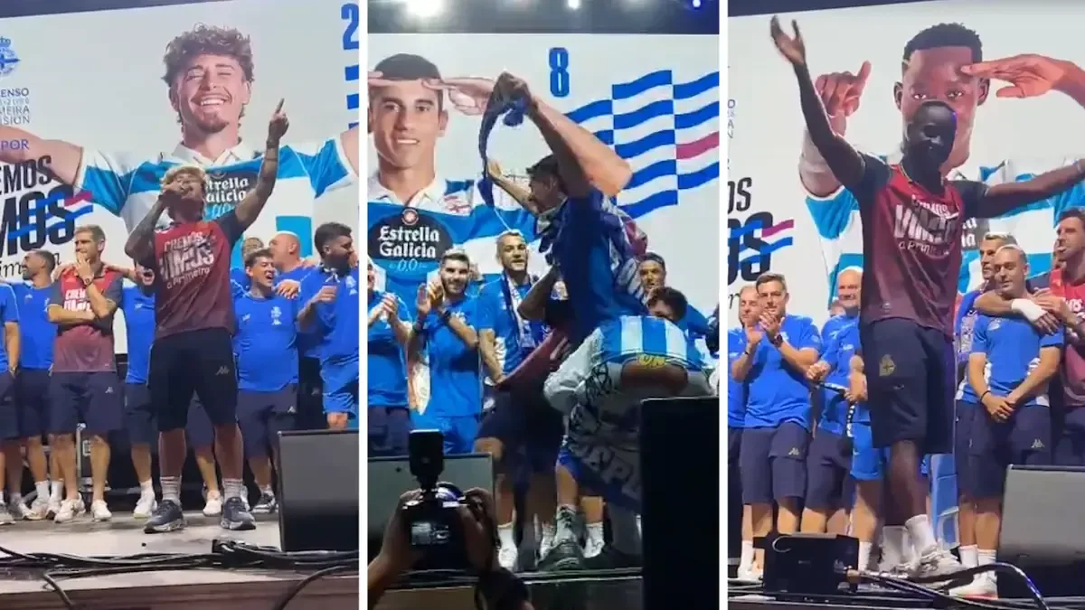 Más de 3,000 aficionados celebraron el ascenso en la explanada de Riazor.