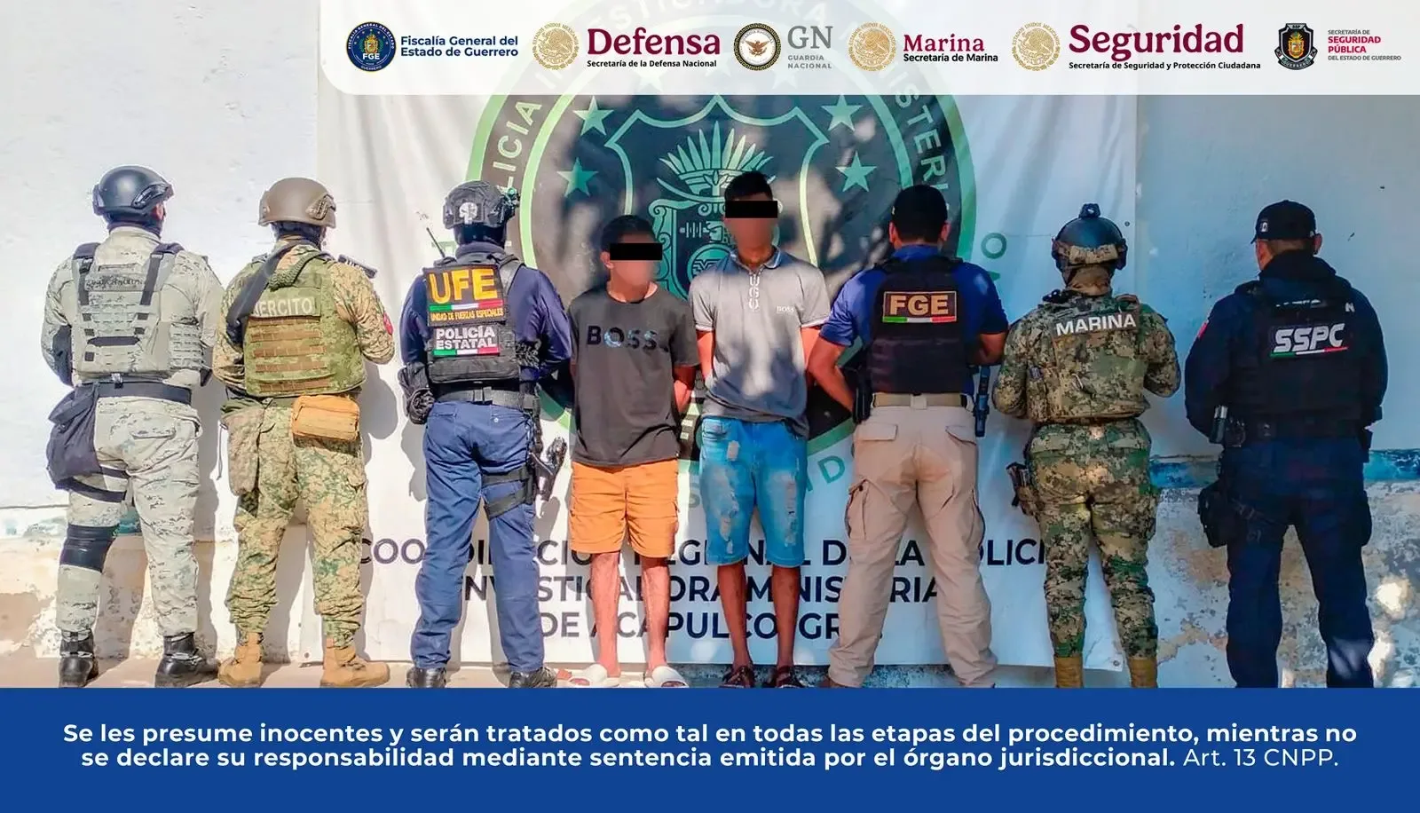 Detención de Arixon “N” y Luis “N” en Acapulco por homicidio calificado.