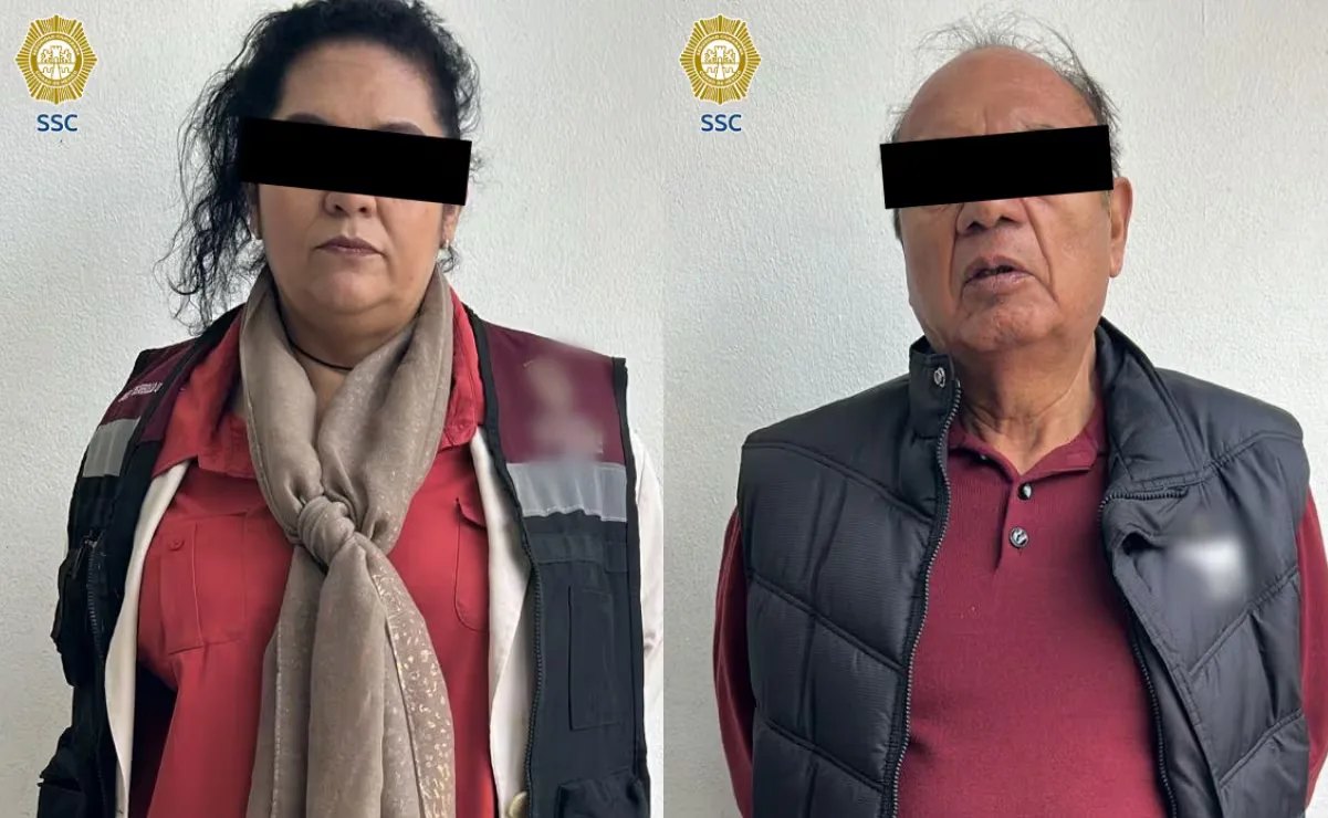 Detención de dos sospechosos de extorsión en clínica de Tlalpan.
