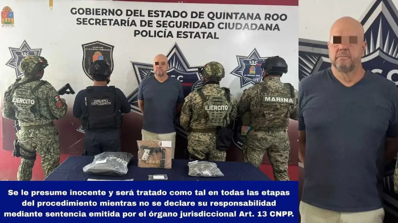 Detención de Remigio “N” por la Secretaría de Seguridad en Cancún.