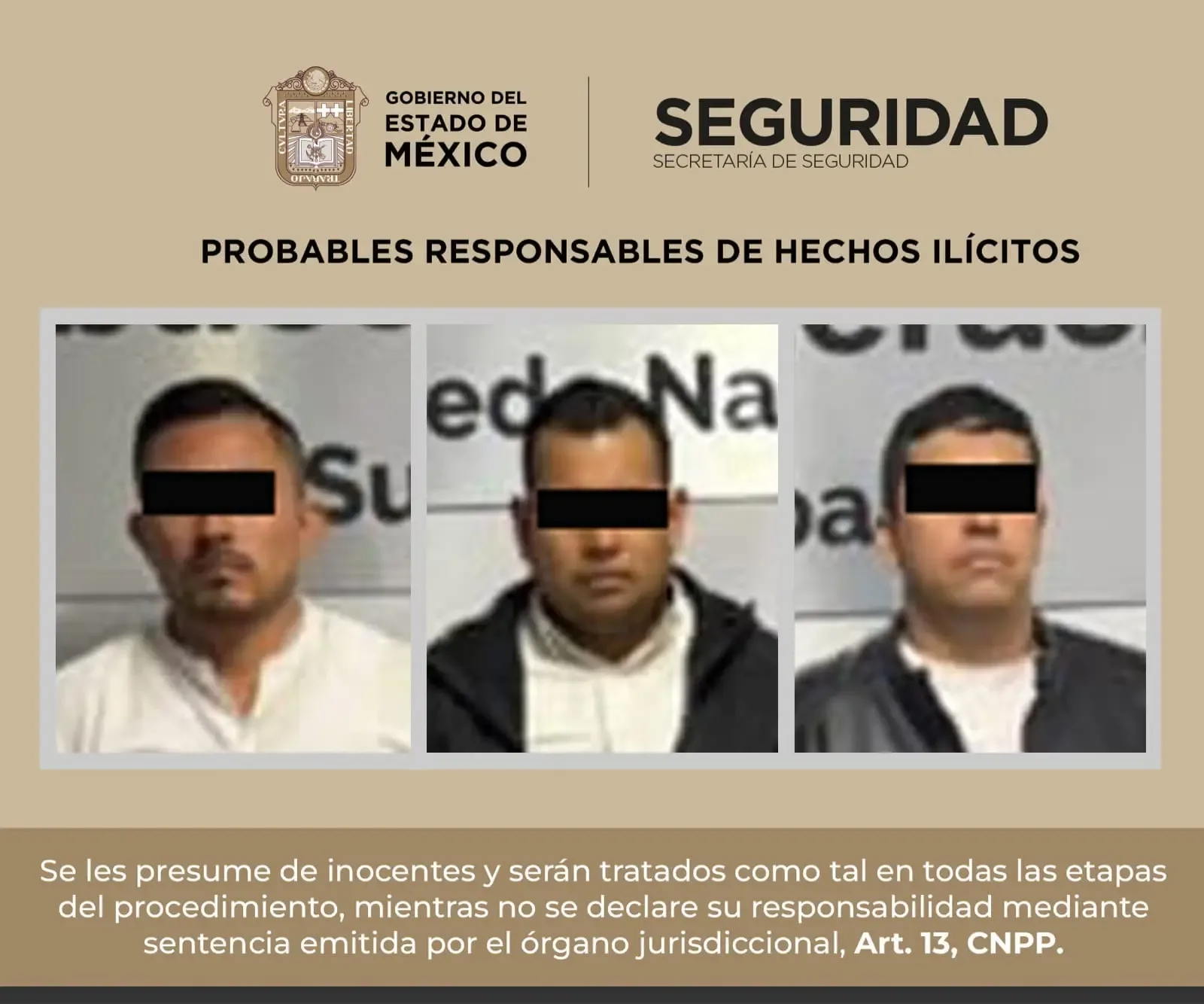 Detención de tres hombres armados en un operativo policial en Atizapán de Zaragoza.