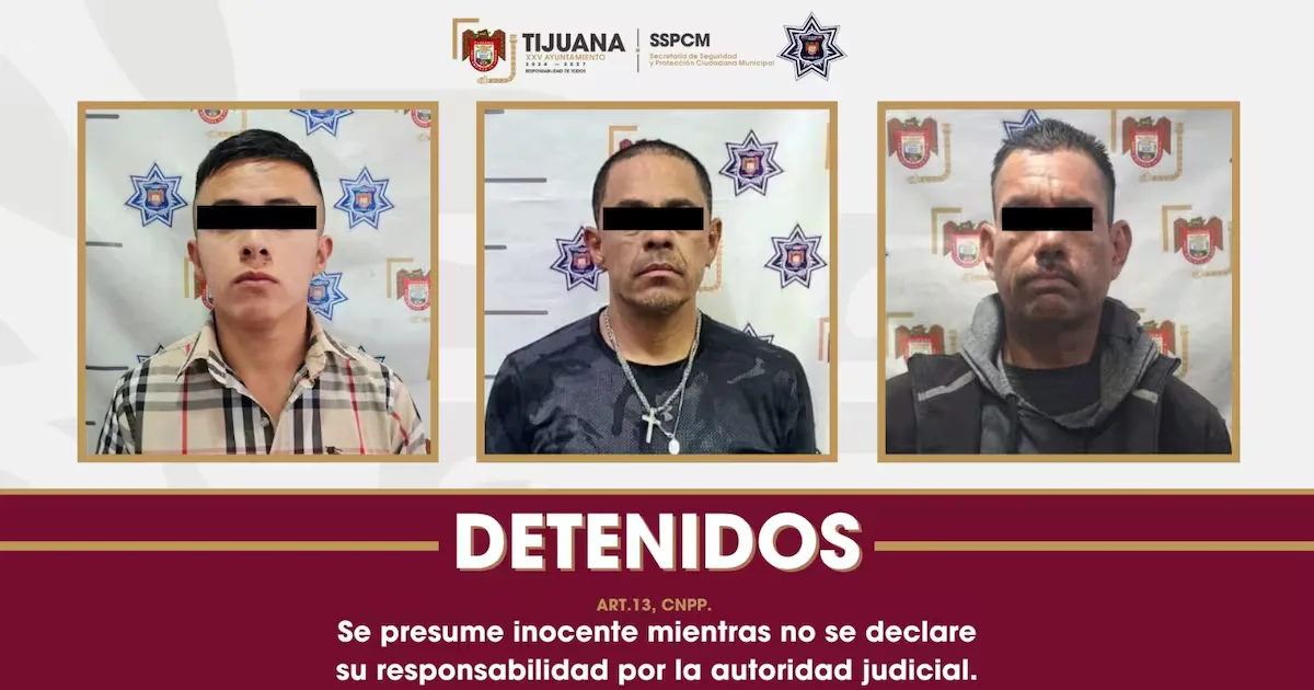 Detención de tres hombres en Tijuana por robo de vehículos.