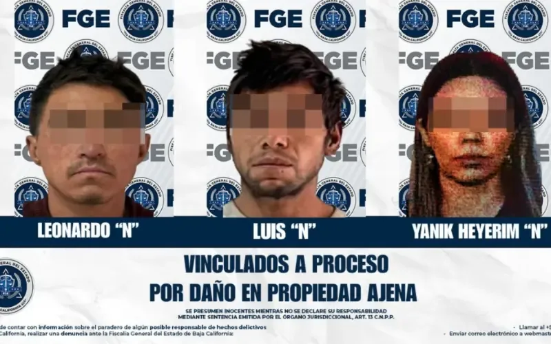 Detención de tres personas en Tecate por daños en propiedad ajena.