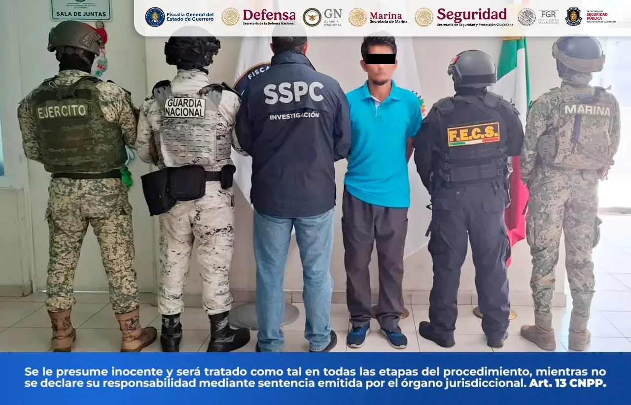 Detención de un presunto extorsionador en La Venta, Acapulco.