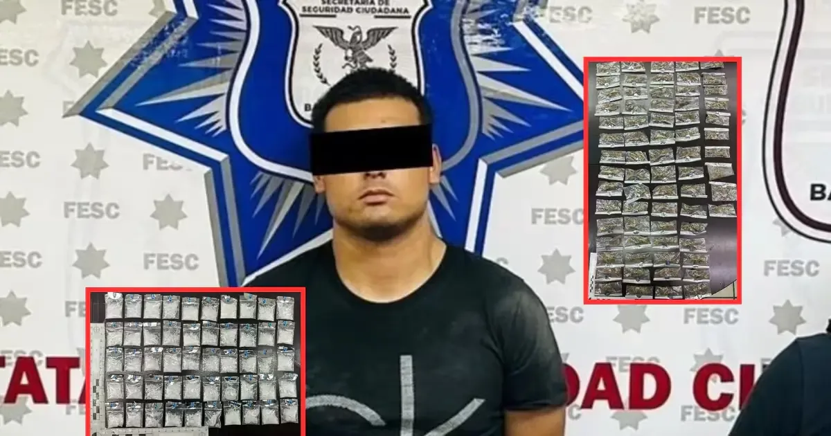 Un presunto integrante del grupo criminal "Los Rusos" fue arrestado con narcóticos y un carro robado.