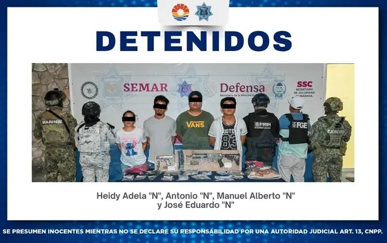 La intervención responde al programa Blindaje Cancún y se aseguraron drogas y un arma de fuego.