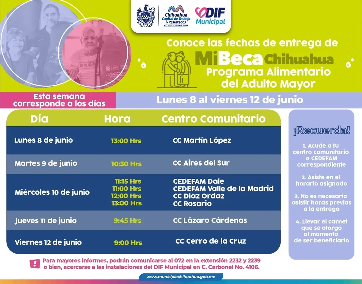 Adultos mayores recibirán apoyo alimentario en varios centros comunitarios.