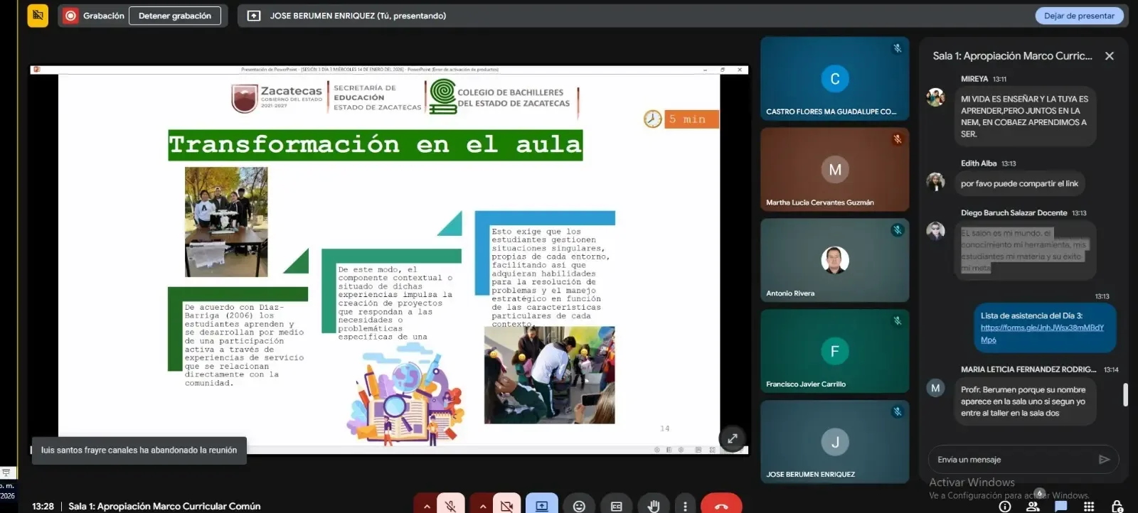 Docentes del Cobaez durante la capacitación de la Reforma Educativa 2025.