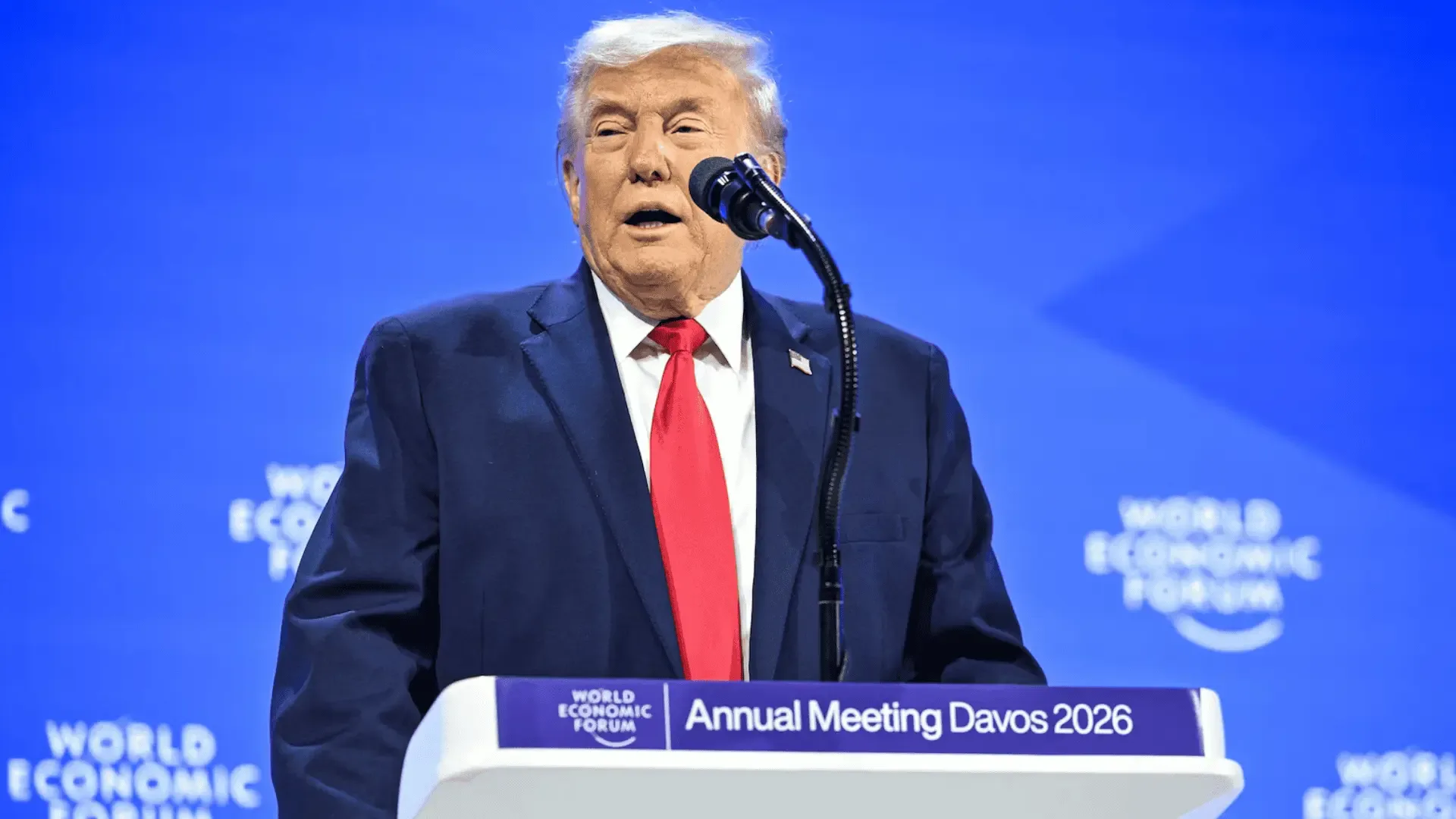 Donald Trump durante su intervención en el Foro Económico Mundial de Davos 2026.