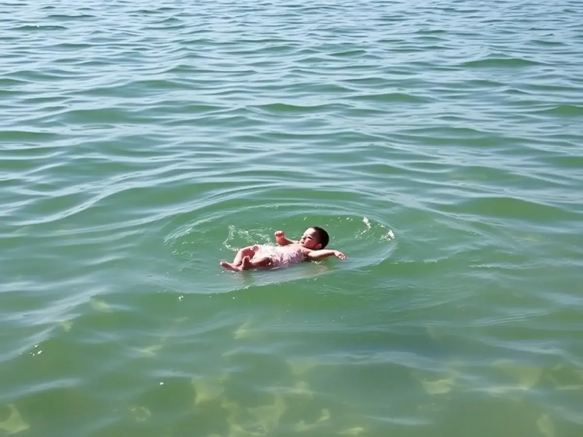 Dos hombres se lanzan al agua para salvar a un infante en peligro.
