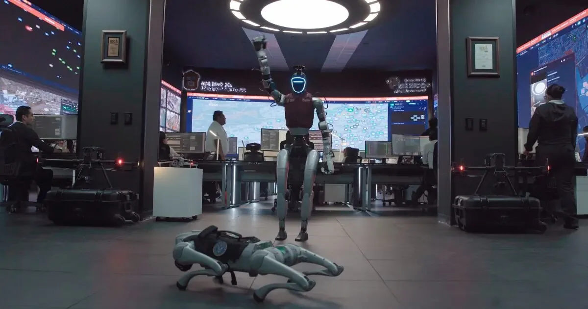 La presidenta Claudia Sheinbaum presenta robots para seguridad pública en el Estado de México, actualmente en fase de pruebas.