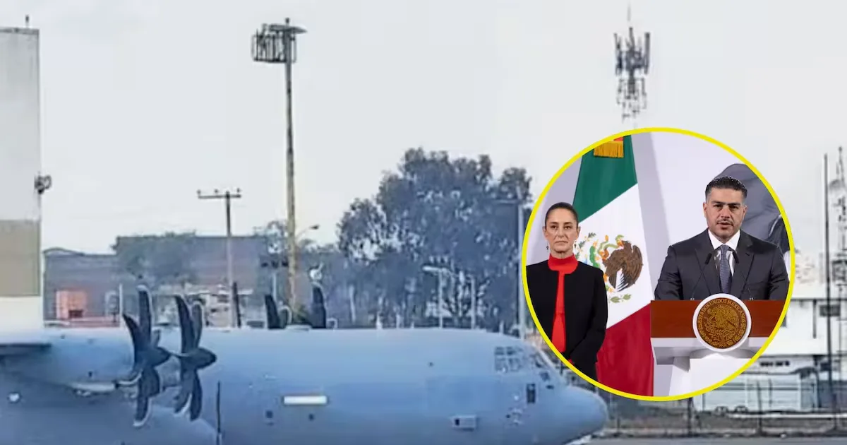 El C-130 Hércules estadounidense en el Aeropuerto Internacional de Toluca.