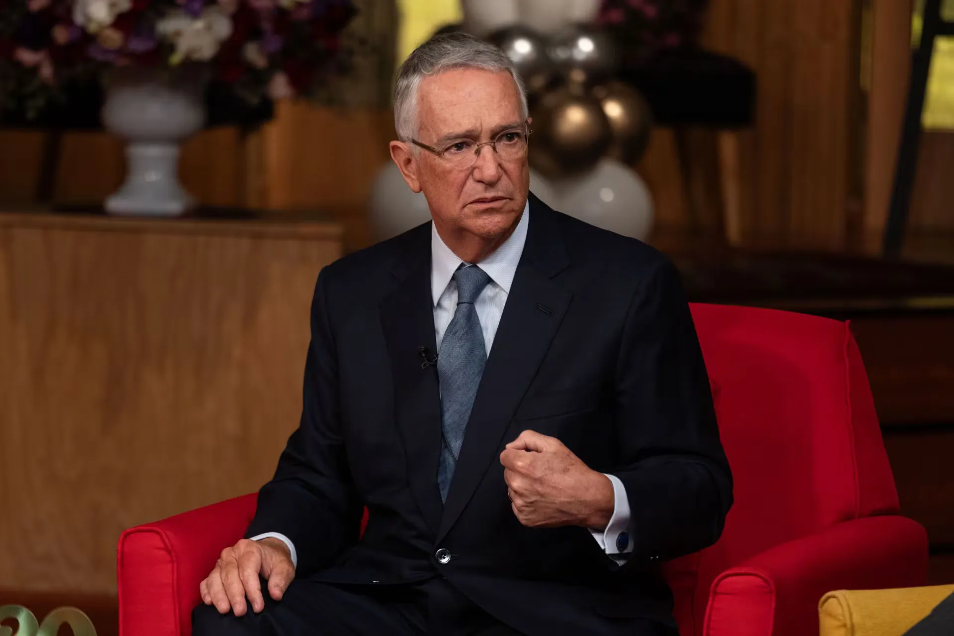 "El empresario Ricardo Salinas Pliego durante su intervención sobre impuestos."