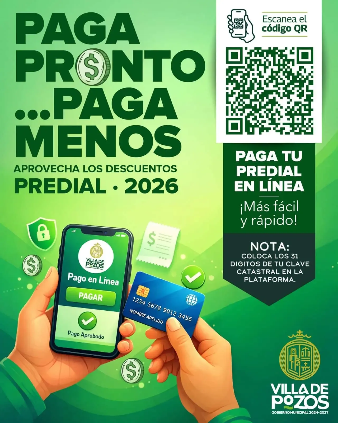 El Gobierno de Villa de Pozos presenta su nuevo sistema de pago en línea.