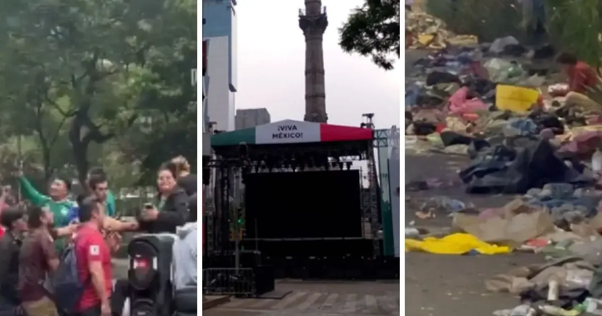 Tras celebraciones por el triunfo de México en el Mundial, el monumento fue dejado con toneladas de residuos y afectaciones viales.
