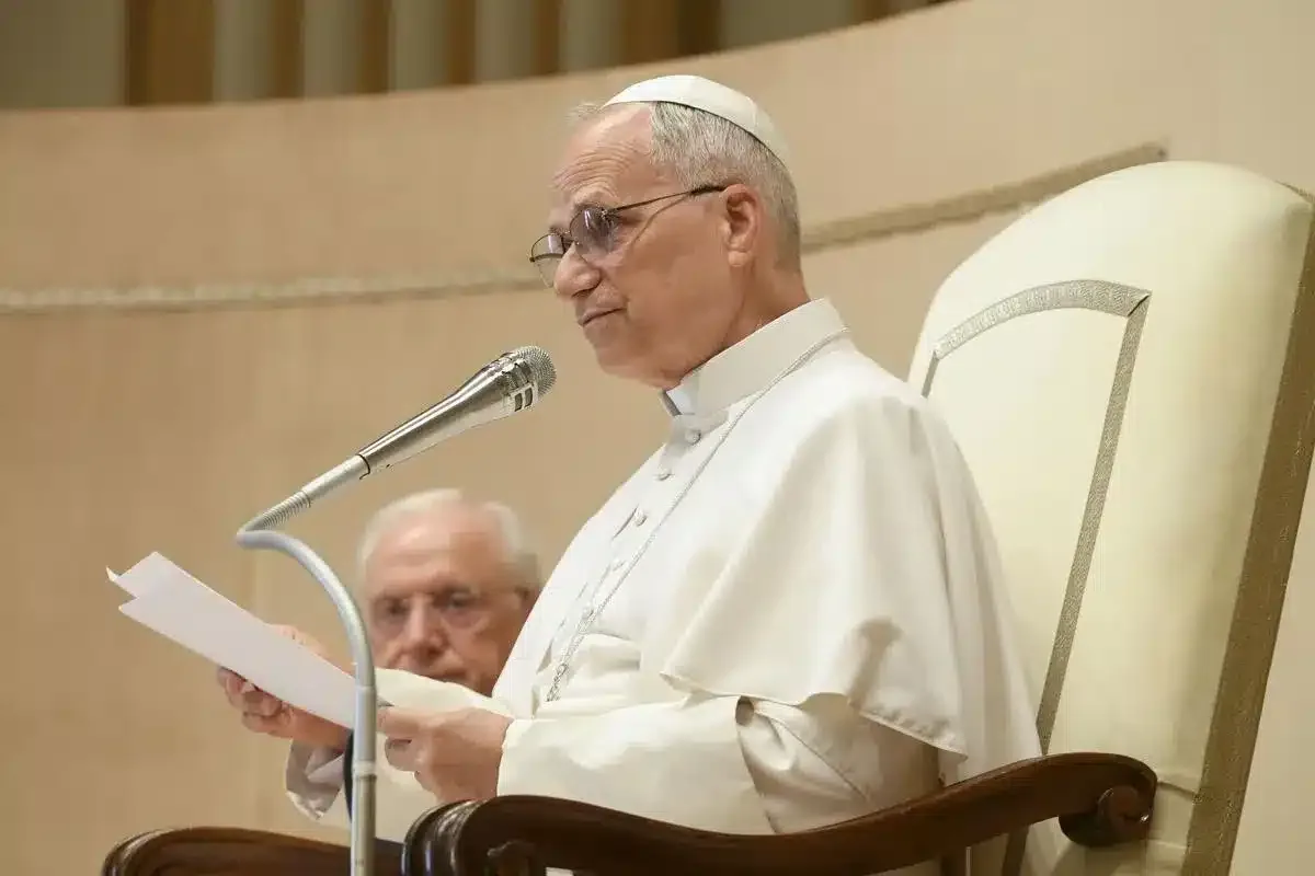 El papa León XIV durante su mensaje sobre la ética en la inteligencia artificial.