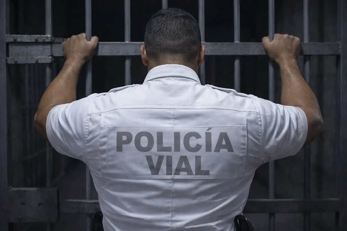 El Policía Vial Sergio durante la audiencia de su caso en el CERESO.