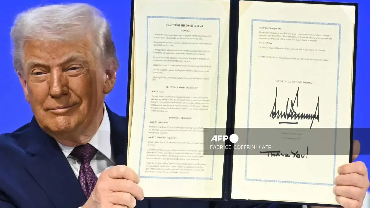 El presidente Donald Trump durante la presentación del Consejo de Paz en Davos.
