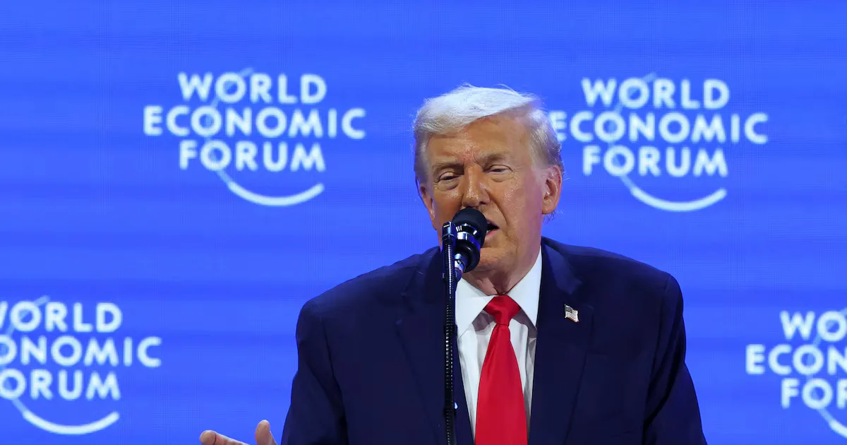 El presidente Donald Trump durante su discurso en el Foro Económico Mundial.